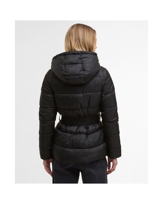 Barbour Black Track Line Detachable Hood Long Sleeve Short Puffer Jacket