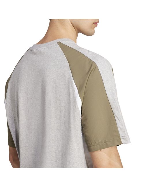 Adidas Gray Seasonal Essentials Colorblock T-Shirt for men