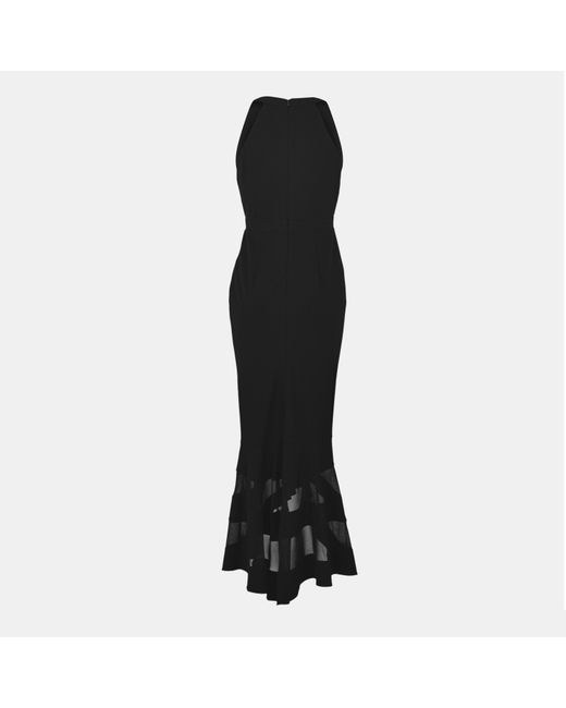 Gina Bacconi Black Molly V Neck Illusioned Hem Dress