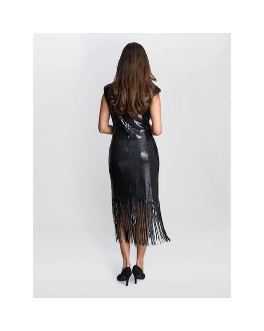 Gina Bacconi Black Breanna Sequin Cocktail Dress