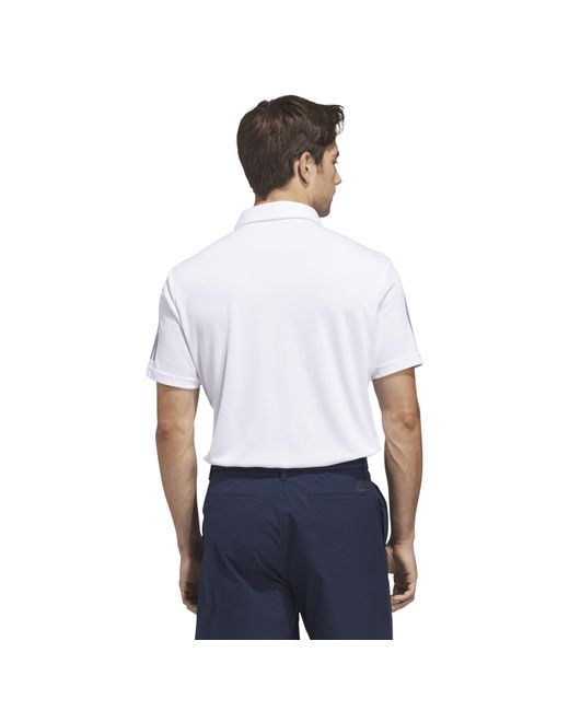Adidas White 3 Stripe Polo Shirt for men