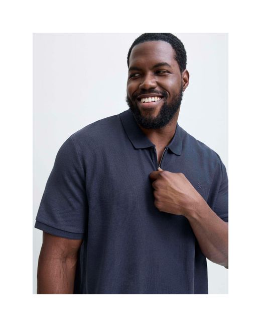 Jack & Jones Blue Jack Austin Zip Polo Plus Size for men