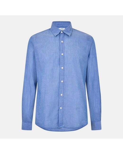 Peter Werth Blue James Long Sleeve Plain Shirt for men