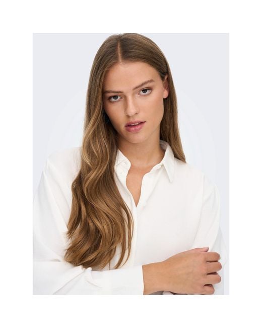 ONLY White Long Sleeve Plain Shirt