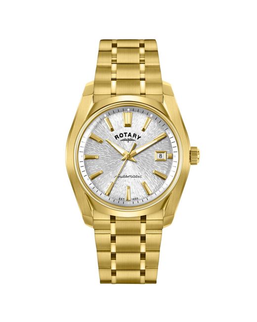 Rotary Metallic Lumen Plated Ss Bracelet Watch for men