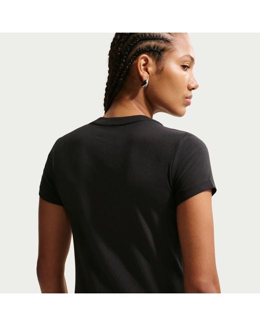 Nike Black Sportswear Club Chill Knit Mod Crop T-Shirt