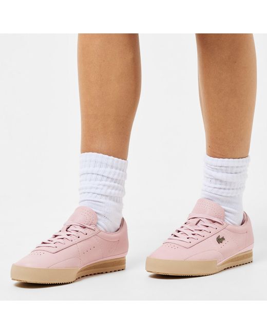 Lacoste Pink Aura Tumbled Low-Top Trainers