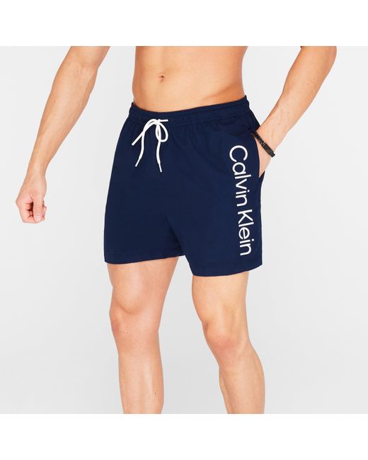 Calvin Klein Blue Large Logo Swim Shorts for men