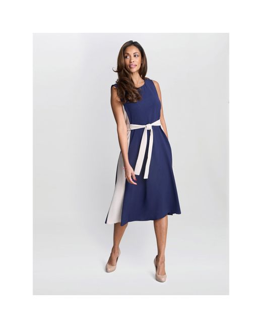 Gina Bacconi Blue Kendall Two Tone A-Line Dress
