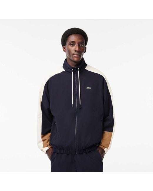 Lacoste Blue Showerproof Colour Block Track Jacket for men