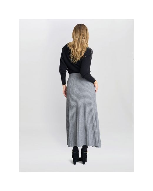 Gina Bacconi Gray Filomena Knitted A-Line Skirt