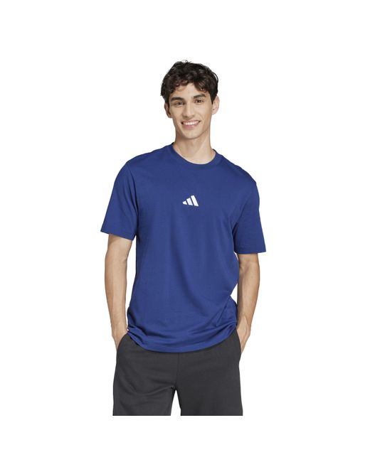 Adidas Blue Essentials Single Jersey Logo T-Shirt for men