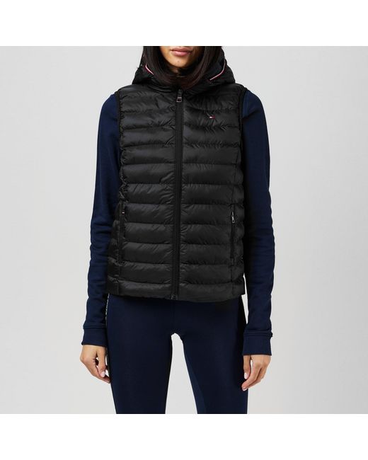 Tommy Hilfiger Black Heritage Low Down Duck Down Detachable Hood Sleeveless Short Puffer Jacket
