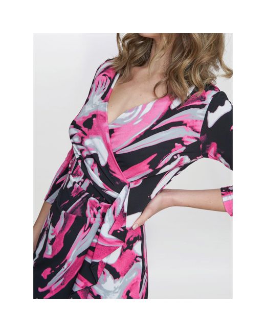 Gina Bacconi Purple Anabelle Printed Jersey Ruffle Dress