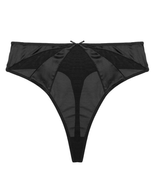 Playful Promises Black Etta Mesh & Satin High Waist Thong