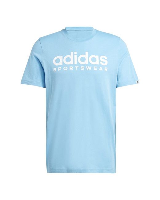 Adidas Blue Essentials Single Jersey Logo T-Shirt for men