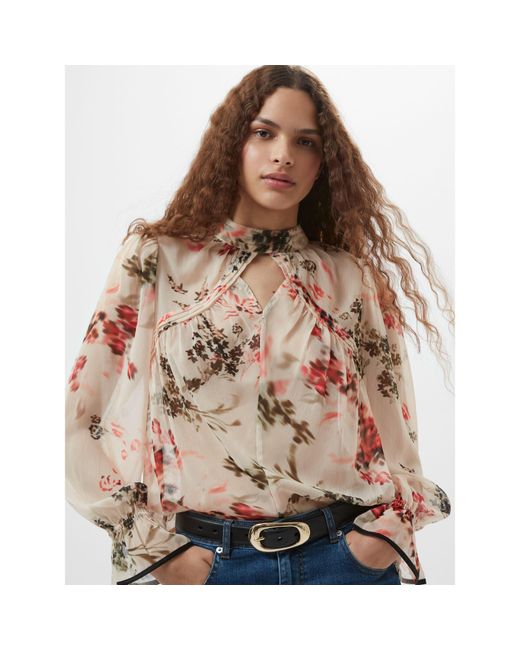 French Connection Blue Hallie Long Sleeve Blouse