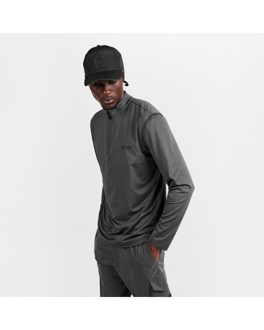 Boss Gray 1/4 Zip Performance Tracksuit Top for men