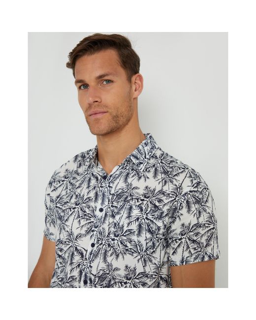 Threadbare Gray Dormy Short-Sleeve Patterned Shirt for men