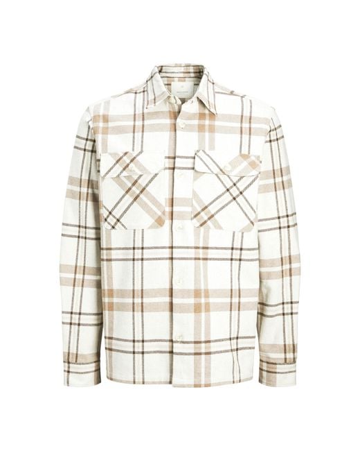 Jack & Jones White Raymond Long Sleeve Overshirt for men