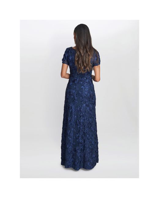 Gina Bacconi Blue Nancy Gown With Rosette Sequin Detail