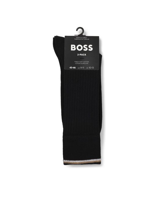 Boss Black Light Rib Crew Socks for men