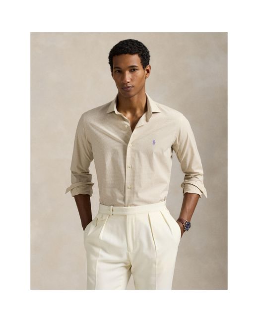 Polo Ralph Lauren White Poplin Check Long-Sleeve Patterned Shirt for men