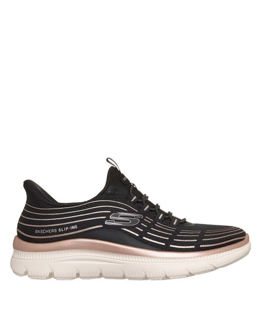 Skechers Blue Mesh Bungee Glitter Print Slip On Trainers