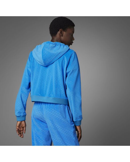 Adidas Originals Blue Adidas Adicolour 70S Velour Zip Hoodie