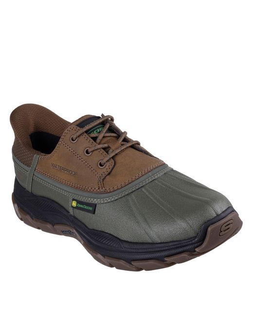 Skechers Brown John Deere Slip-Ins Waterproof Duck Steel Toe Cap Boots for men
