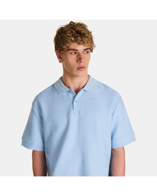 PREVU Blue Ottoman Short Sleeve Polo Shirt for men