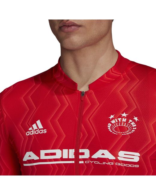 Adidas Red Cycle Jers Short Sleeve Performance Gym Top for men