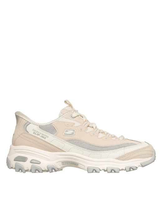 Skechers White D Lites Smooth Nostalgia Low-Top Trainers