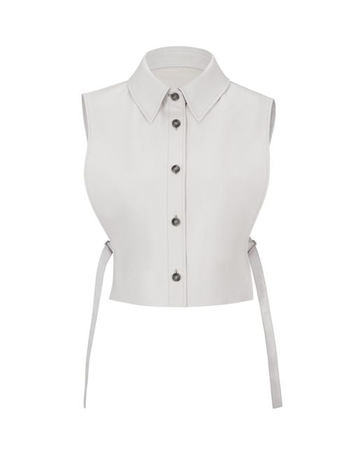 Boss White Siblu Leather Structured Fit Jacket