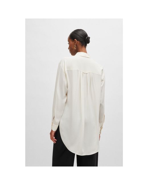 Boss White Benika Relaxed Fit Blouse