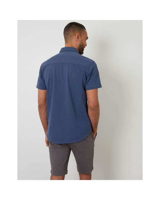 Threadbare Blue Majestic Short-Sleeve Plain Shirt for men