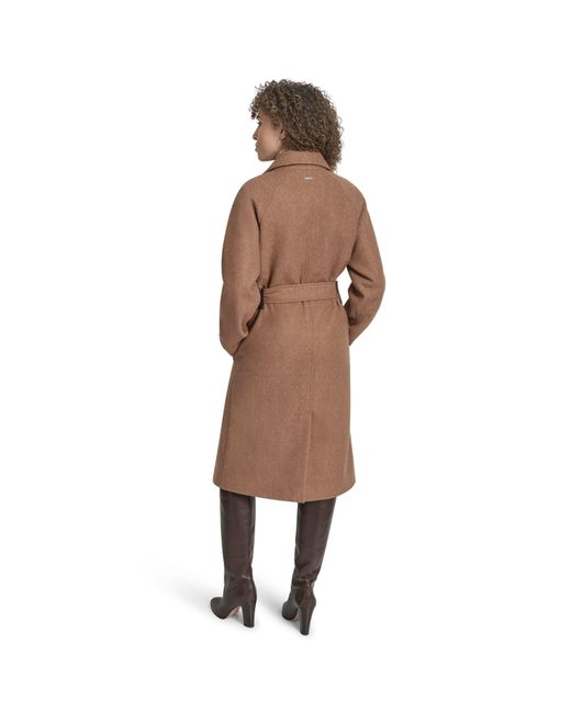 DKNY Brown Wrap Overcoat