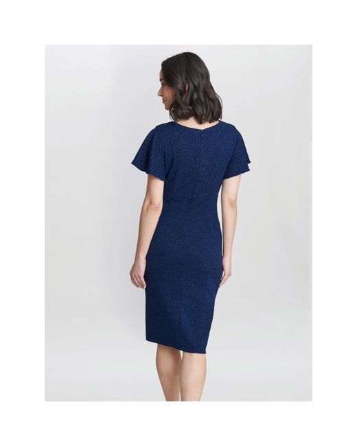 Gina Bacconi Blue Glenda Metallic Midi Dress