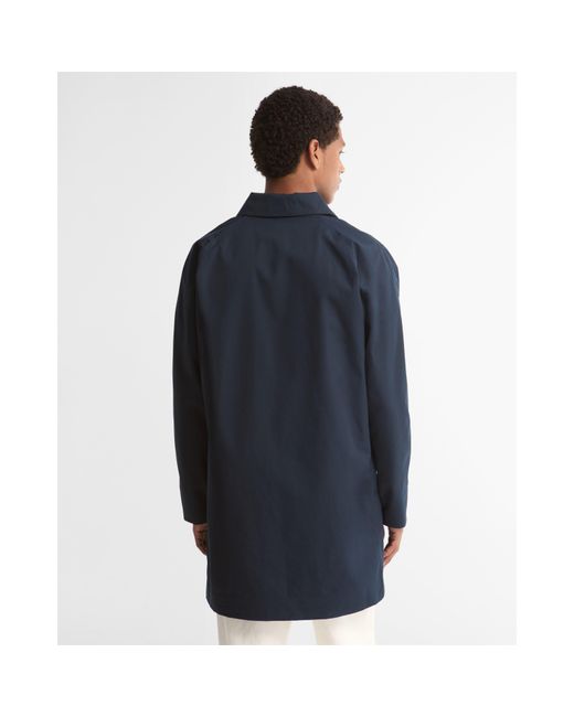 Barbour Blue Lorden Thigh Length Long Sleeve Button Mac for men