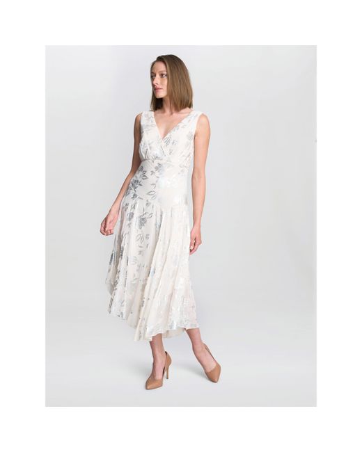 Gina Bacconi White Leanne Jacquard Dress