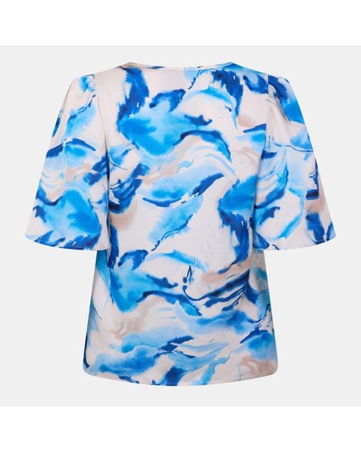 Vero Moda Blue Vm Lovie V-Neck Short-Sleeve Blouse