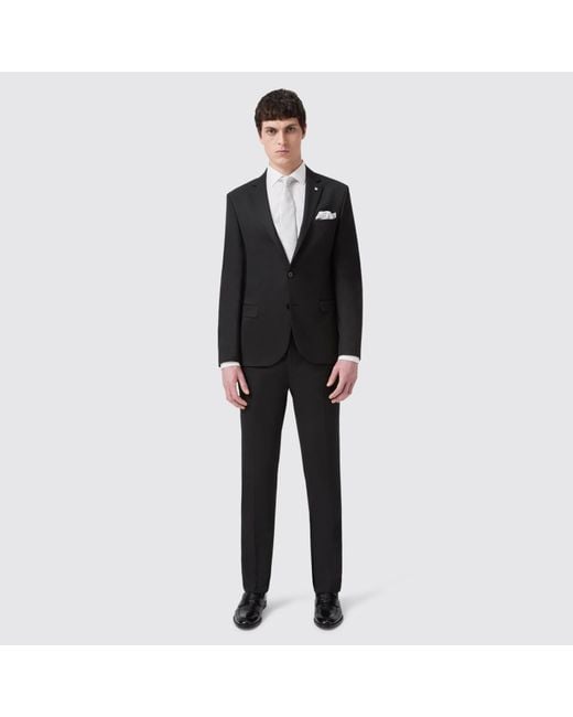 Twisted Tailor Black Ellroy Tailored Fit Trouser for men