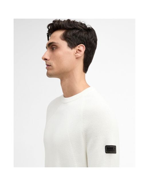 Barbour White Monmouth Crew Neck Jumper for men