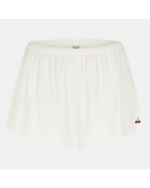 Jack Wills White Pointelle Fleece Jogger Shorts