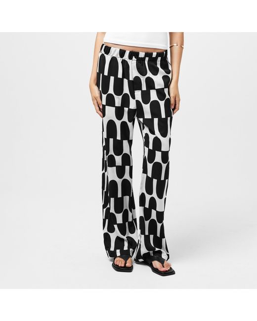 AX Paris Black And Cream Printed Geometric Trousers