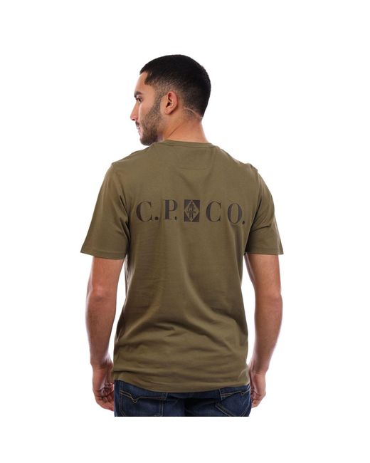 C P Company Green 30/1 Jersey Logo T-Shirt for men