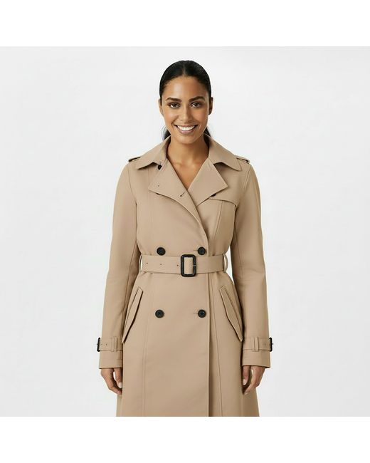 Jack Wills Natural Double Breasted Cotton Water Resistant Mid-Length Trench Coat