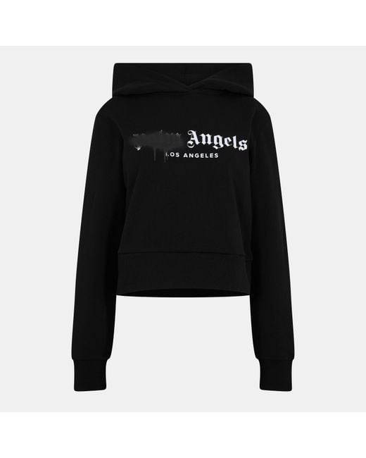 Palm Angels Black Over The Head Cropped Hoodie