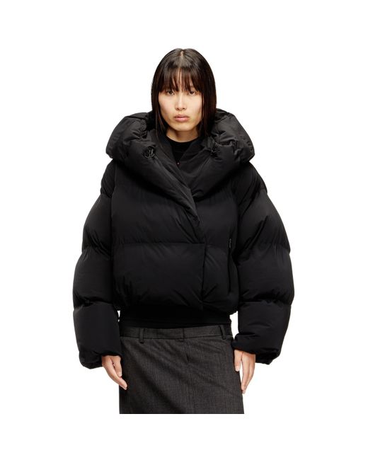 DIESEL Black W-Iley-T1 Hooded Long Sleeve Short Puffer Jacket