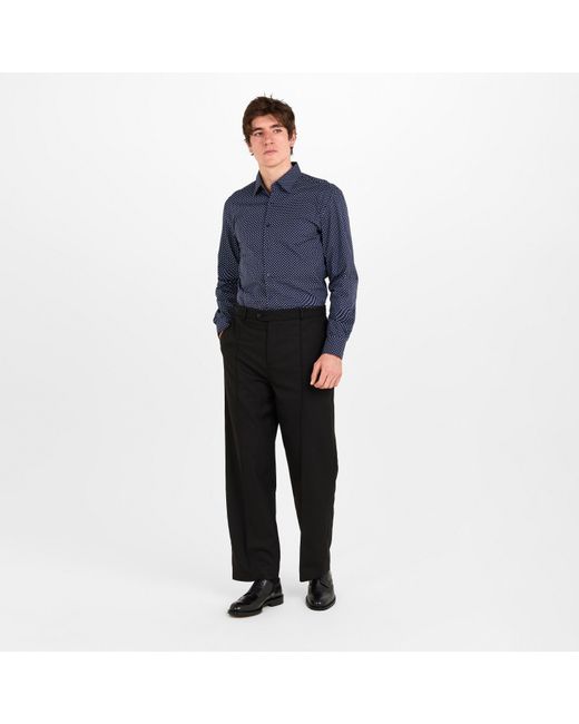 Boss Blue Hank Kent Long Sleeve Patterned Tailored Fit Shirt for men